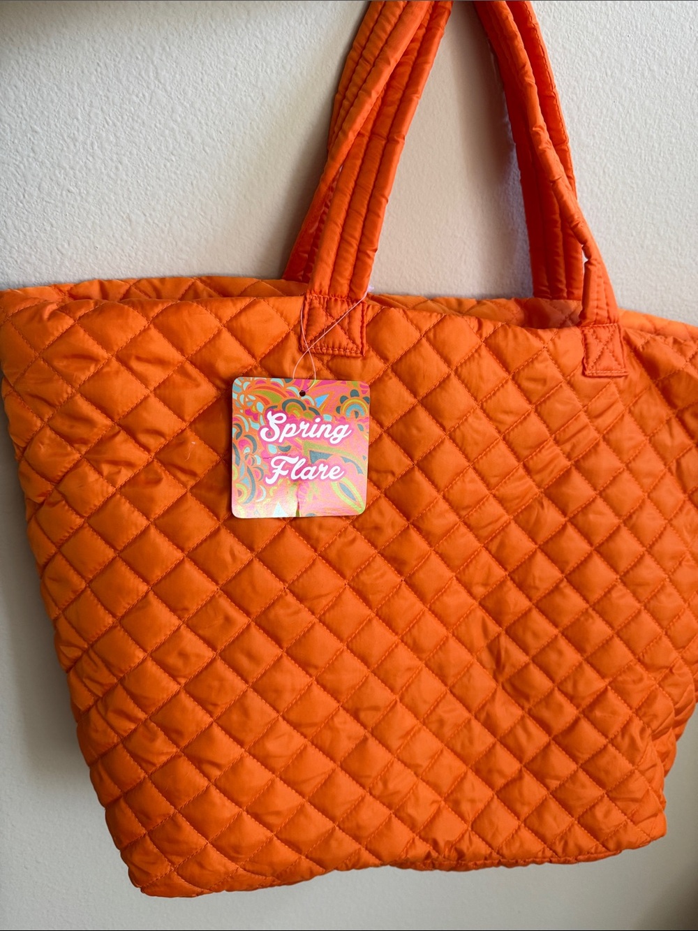 Orange Quilted Tote Bag